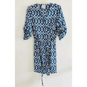 Maeve | by Anthropologie Womens Blue 3/4 Sleeve Ikat Shirt Dress Size Small